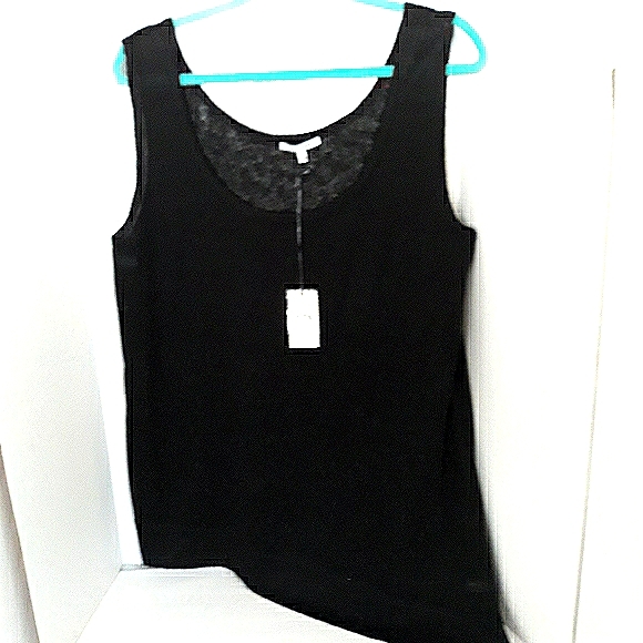 Lisa Todd Tank 100% Linen Scoop Neck 1X  Black Comfy Asymmetrical Hem NEW - Picture 2 of 15